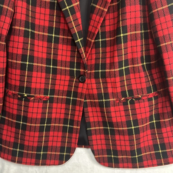 Vintage Sag Harbor Wool Blend Women’s One Button Closure Plaid Blazer Size 14 - Picture 4 of 7